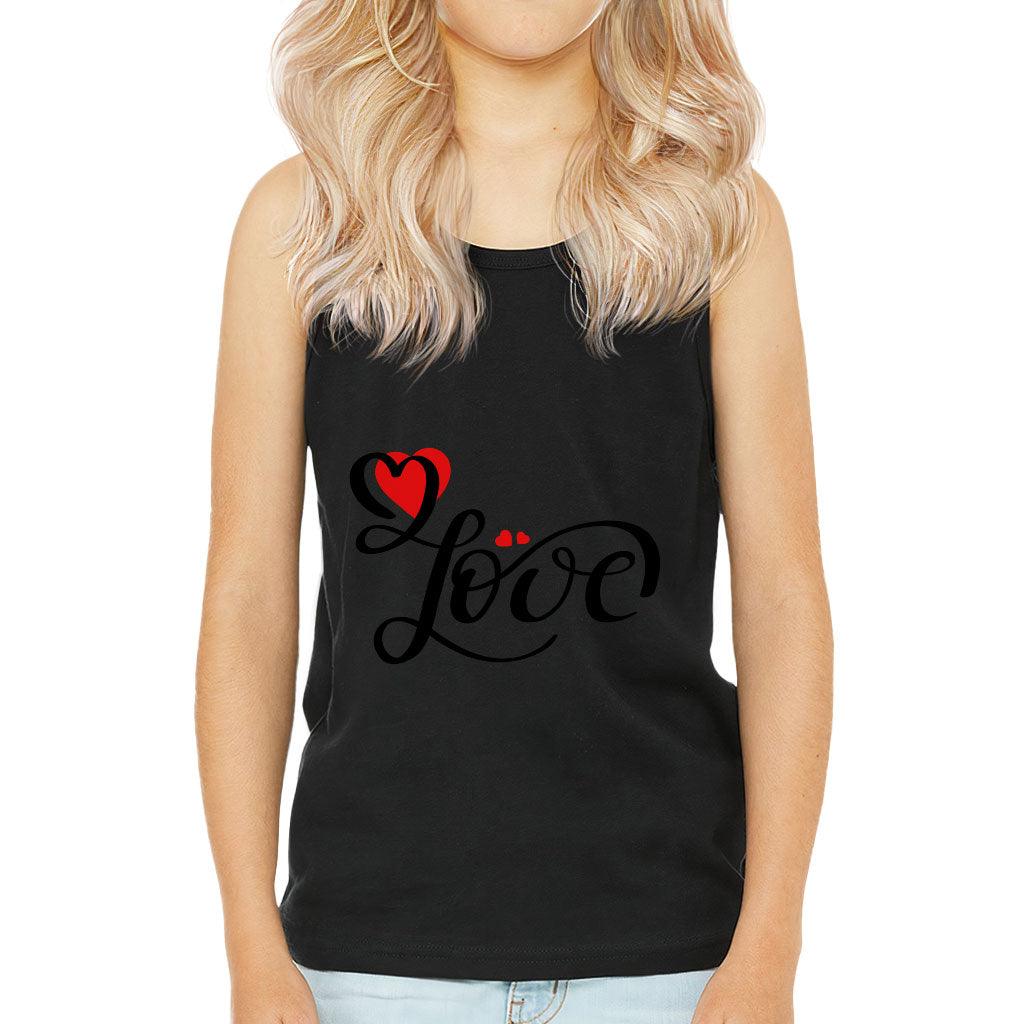 Love Kids' Jersey Tank - Heart Print Sleeveless T-Shirt - Cute Design Kids' Tank Top - MRSLM