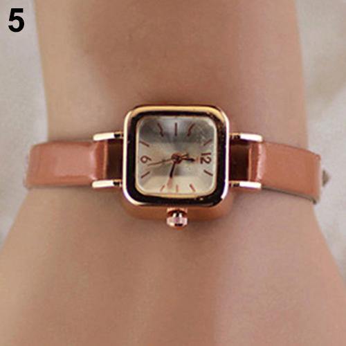 Women's Slim Faux Leather Strap Square Dial Analog Quartz Wrist Watch Gift - MRSLM