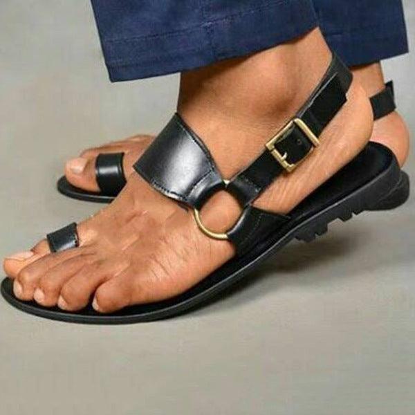 Men's flat square toe casual sandals, view 2 - MRSLM