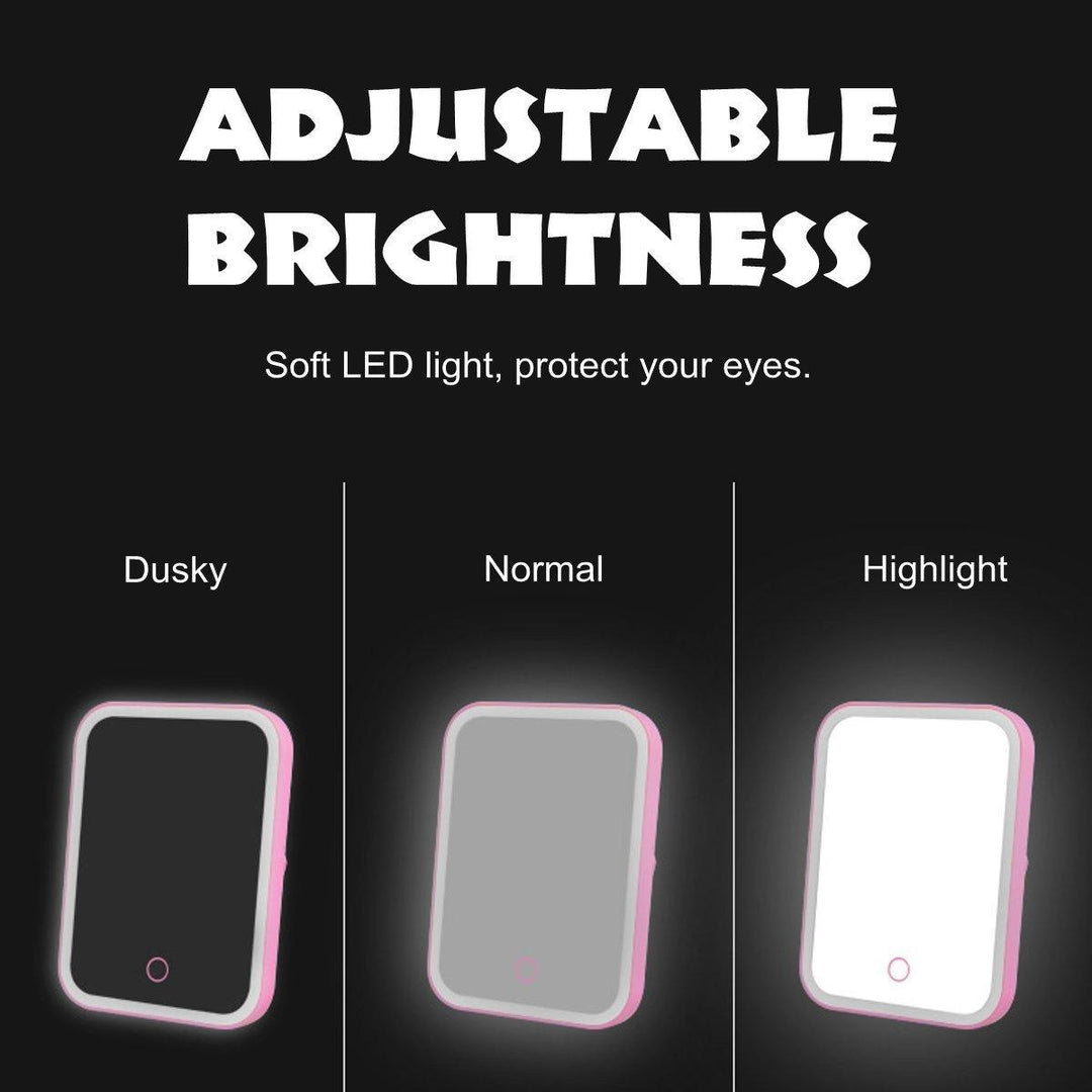 LED Touch Screen Makeup Mirror Desktop Cosmetics Lighting Mirror USB Adjustable - MRSLM