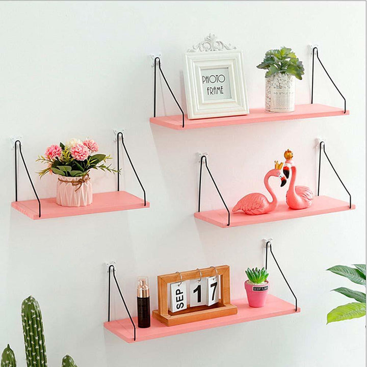 Pink Household Wooden Hanging Holder Wall Mount Rack Creative Home Hooks - MRSLM