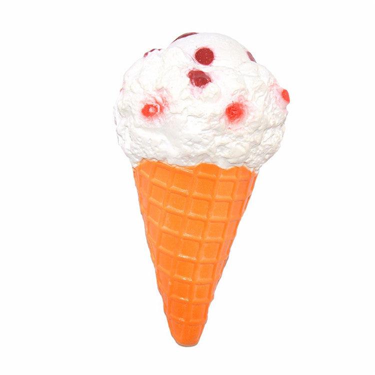 Squishy Jumbo Ice Cream Cone 19cm Slow Rising White Pink Toy Collection Gift Decor - MRSLM