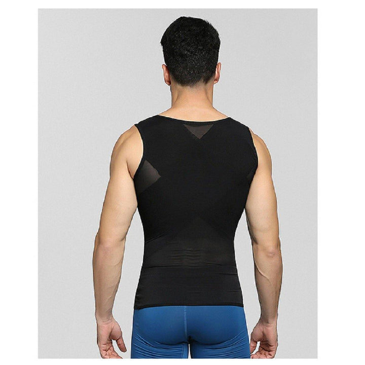 Men Thin Net Shapewear Tank Tops Tummy Control Nylon Breathable Hasp Waist Trainer Underwear - MRSLM