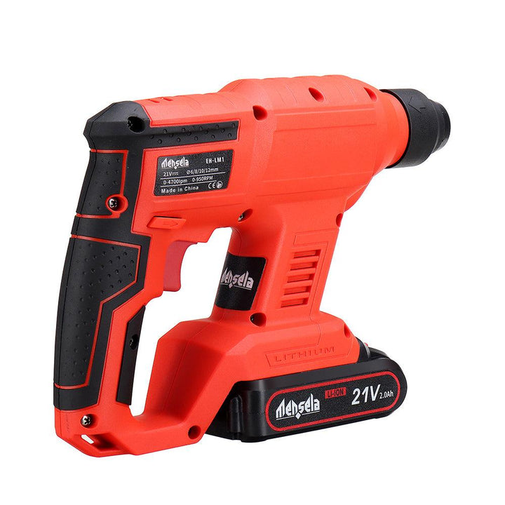 Mensela EH-LM1 100-240V 21V 2.0Ah Electric Impact Drill Hammer Electric Cordless Drill Powerful Speed Concrete Breaker W/ One Battery - MRSLM