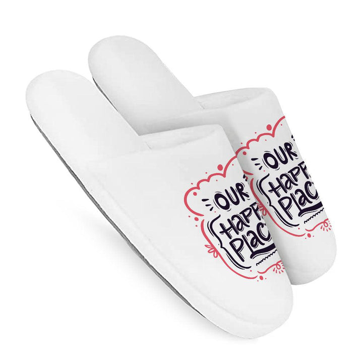 Our Happy Place Memory Foam Slippers - Themed Slippers - Cool Design Slippers - MRSLM