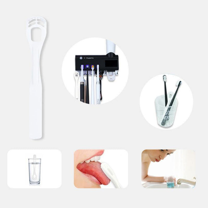 TidyTech Tongue Cleaner Silicone Oral Cleaning Kit Set Tongue Scraper Tongue Fur Deodorant Brush (White) - MRSLM