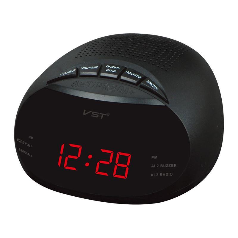 VST ST-8 EU Led Digital Radio Alarm Clock With Blue Red Green Backlight Two Groups Alarm Clock AM FM Clock Radio Table Clock Radio - MRSLM