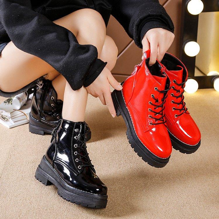 Winter New Women's Leather Boots Women Shoes Round Toe Low Heels - MRSLM