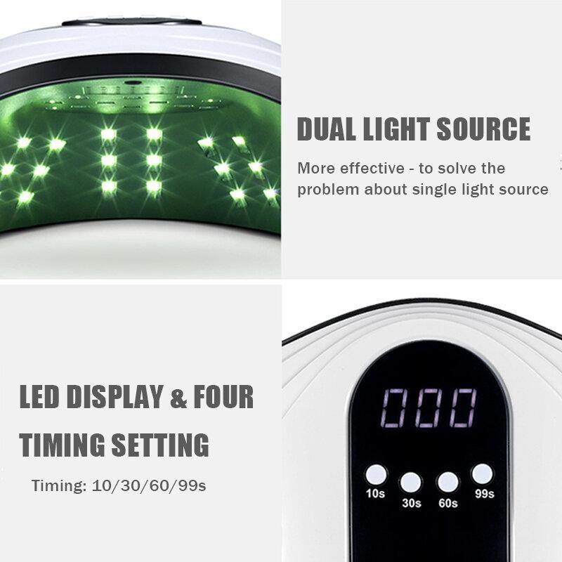 120W Nail Lamp Dual Light Source Intelligent Sensing 42LED 365-405nm Four Gear Timing - MRSLM
