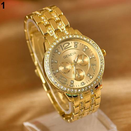 Men Women Fashion Luxury Jewelry Shiny Rhinestone Quartz Wrist Watch - MRSLM