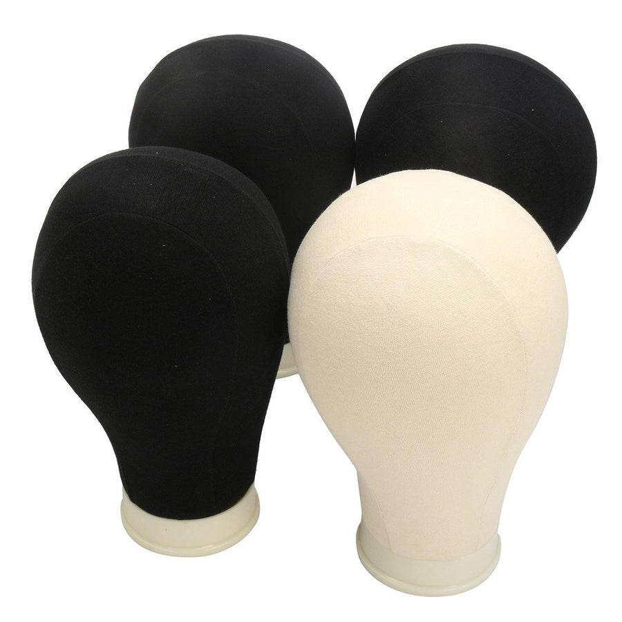 20-25'' Canvas Block Head Set with Mount Hole Plate Mannequin Model Cap Wigs Jewelry Display Stand - MRSLM