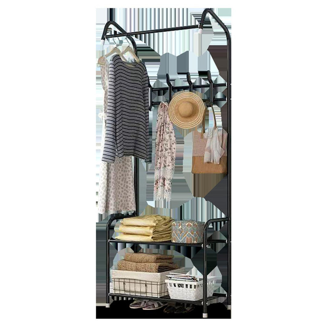 Floor Cloth Shelf Coat Hat Rack Floor Standing Hanger Anti-rust Metal Iron Clothing Hanging Storage Shelf Organizer - MRSLM