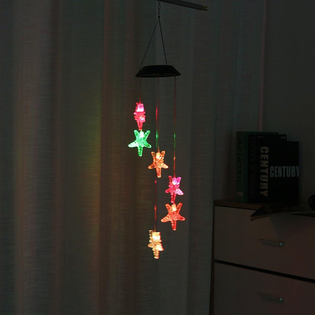 Solar Powered LED Wishing Bottle Wind Chime Hanging Light Color Changing Lamp Garden Decor Room - MRSLM