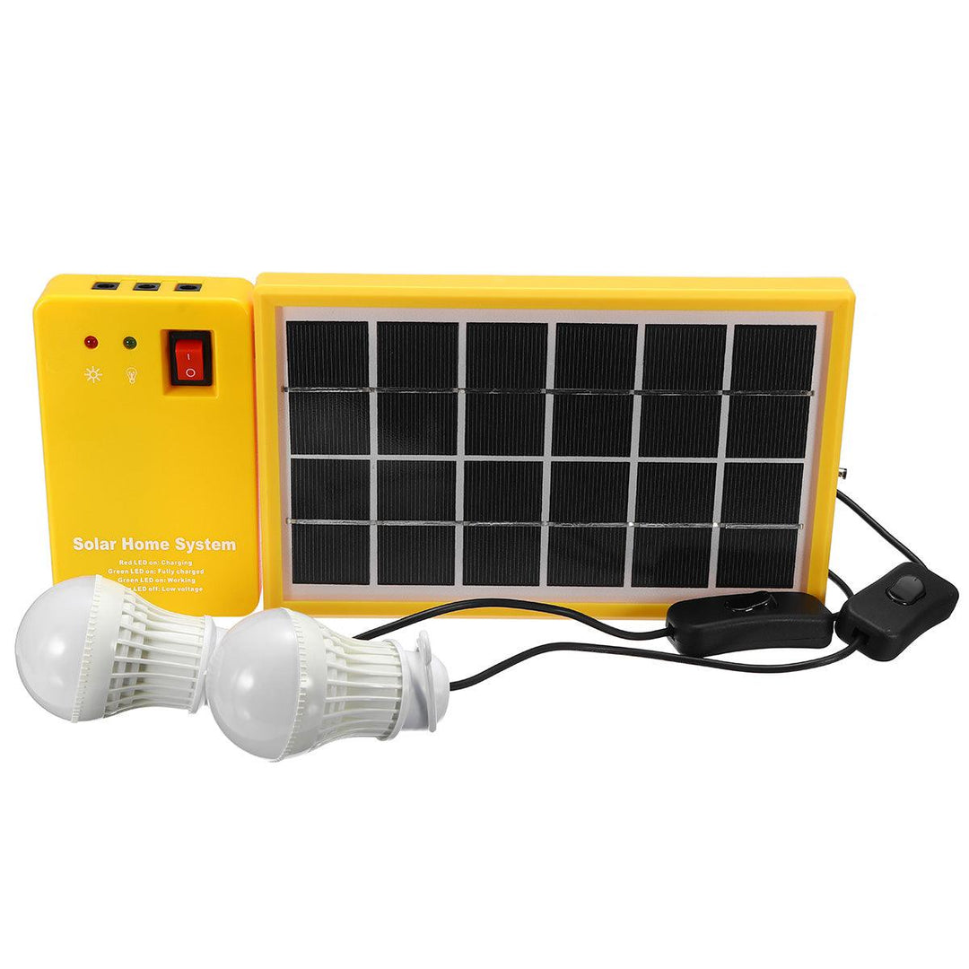 Solar Power Panel Generator Kit 5V USB Charger Home System with 3 LED Bulbs Light - MRSLM