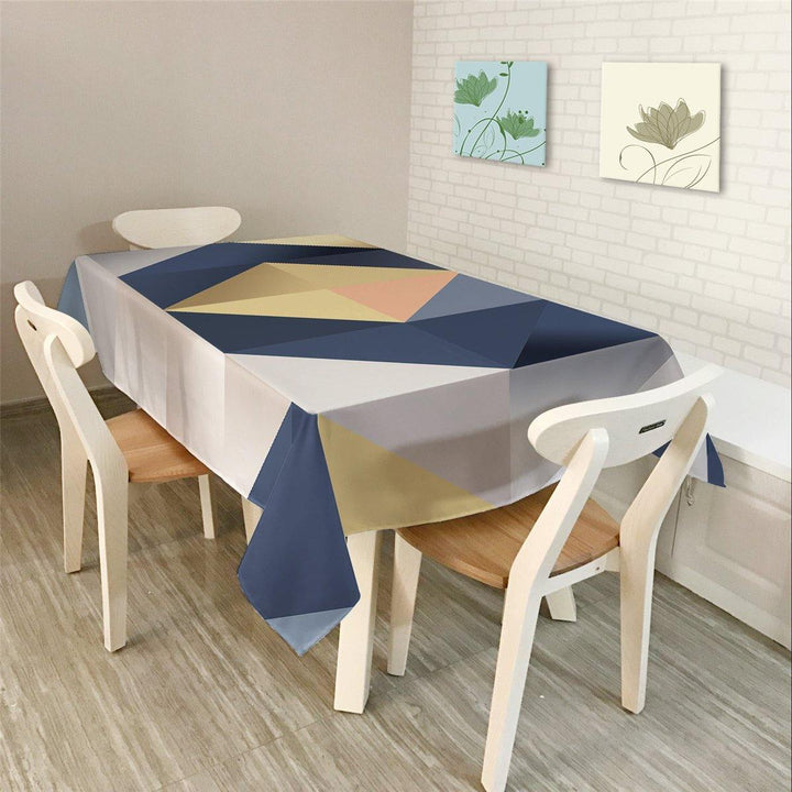 Modern Simple Rectangle Polyester Tablecloth Colorful Triangle Geometry - MRSLM