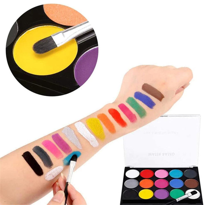 Bomeijia 15 Colors Solid Pigment Face Painting Body Makeup Pigment Non Toxic Safe Water Paint Oil With Brush For Christmas Halloween Party Tools (15 Colors) - MRSLM