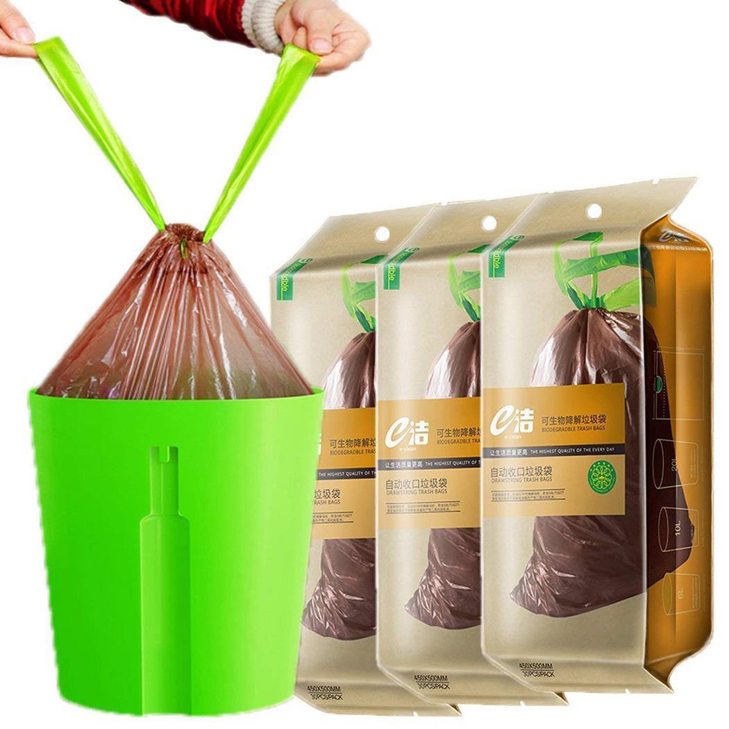22Kg Biodegradable Garbage Trash Bag Home Kitchen Dustbin Bin Drawstring SolidBag Degradable Portable - MRSLM