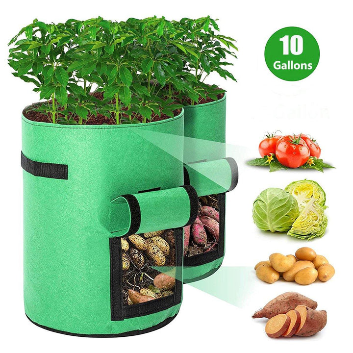 10/7 Gallon Potato Plant Grow Bags Double Door Pot Nonwoven Breathable Cloth Bags for Potato/Plant Indoor Outdoor Seedling Bags - MRSLM