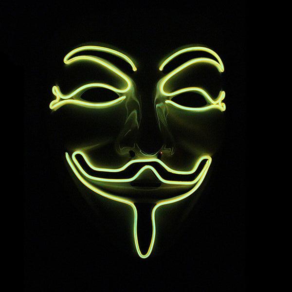 Halloween V-Vendetta Mask LED Luminous Flashing Face Mask Party Masks Light Up Dance Halloween Cosplay - MRSLM