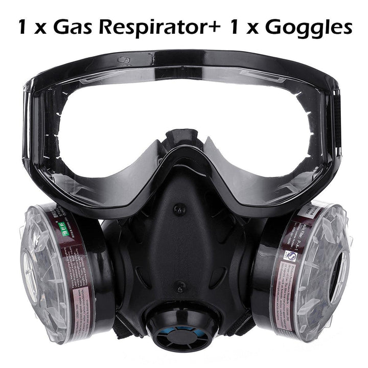 Anti Dust Gas Respirator Safety Eye Goggles Protector Breathing Half Face Mask - MRSLM