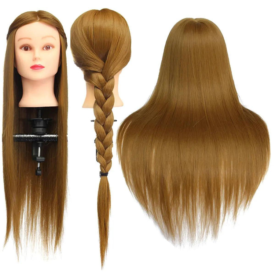 24'' Hairdressing Human Hair Practice Makeup Training Mannequin Head with Clamp - MRSLM