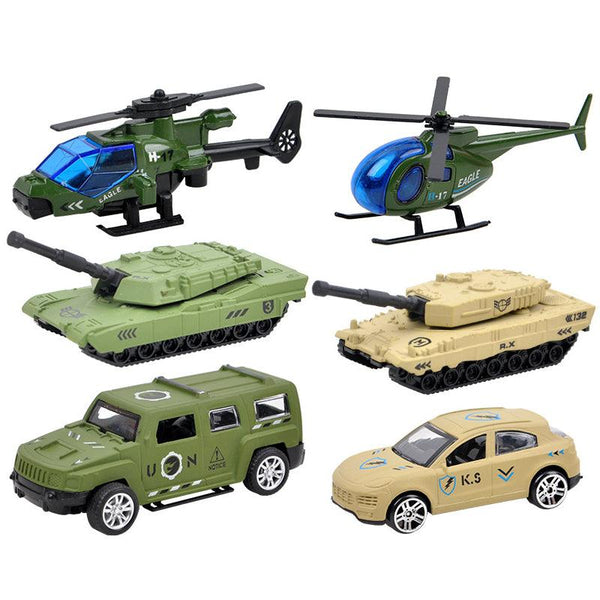 3PCS Model Toys Plane Car Racing Military Alloy Vehicle Engineering Model Building Gift Decor - MRSLM