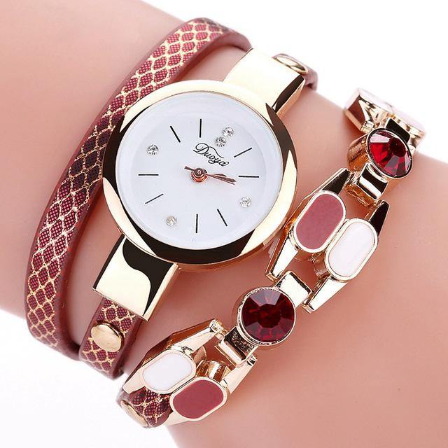 DUOYA DY106 Fashionable Women Bracelet Watch Vintage Leather Strap Quartz Watch - MRSLM