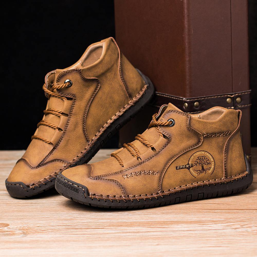 Men Vintage Hand Stitching Soft Business Casual Ankle Boots - MRSLM