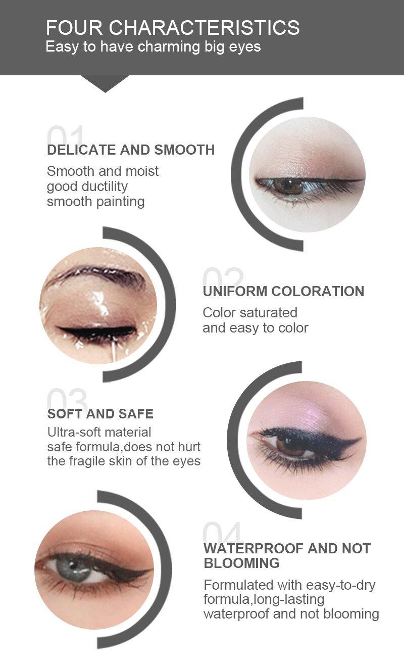 ROSALIND Eyeliner Arrow For Eyes Pencil Makeup Black Waterproof Eyeshadow Glitter Long-lasting Cosmetics Shiny Pen Eye Liner - MRSLM