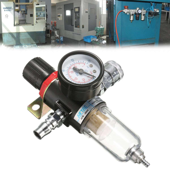 AFR-2000 1/4" Air Compressor Filter Water Separator Trap Tools Kit Regulator Gauge - MRSLM