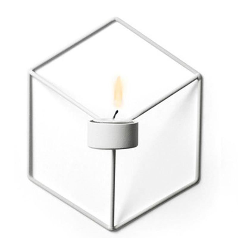 3D Geometric Nordic Style Candle Holder Iron Candlestick Handmade Wall Art Room Home Decor - MRSLM