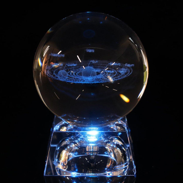 60mm Solar System Metal Square Base Crystal Engraving Ball Decorations - MRSLM