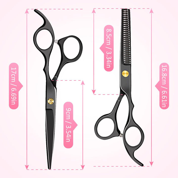 6-inch Barber Scissors Set Scissors Flat Shears Tooth Scissors Bangs Scissors Set (#01) - MRSLM
