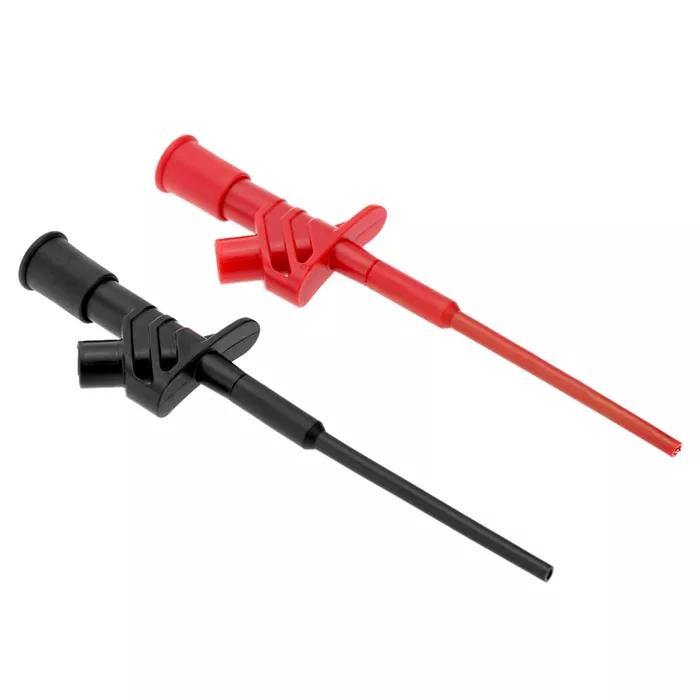 2Pcs Red DANIU P5004 Professional Insulated Quick Test Hook Clip High Voltage Flexible Testing Probe - Red - MRSLM