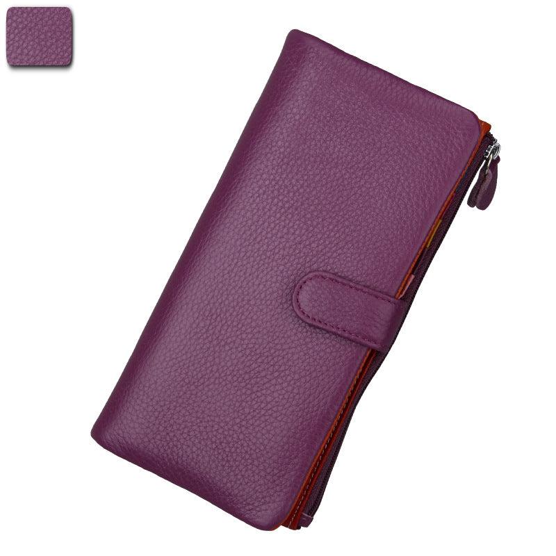 Ladies Long RFID Anti-Scan Wallet Top Layer Leather - MRSLM