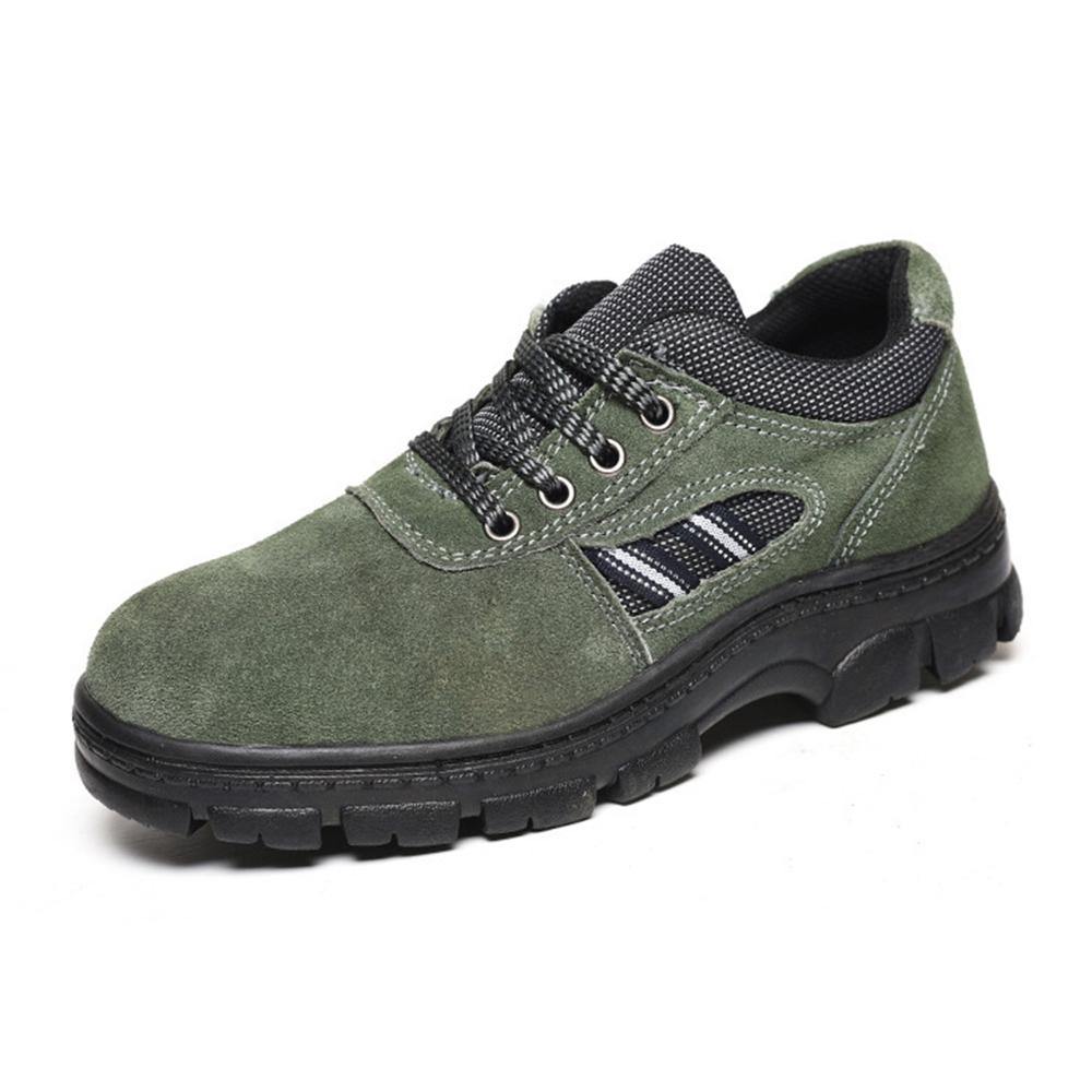 Men Steel Toe Wear Resistant Puncture Proof Outdoor Hiking Leather Sneakers - MRSLM