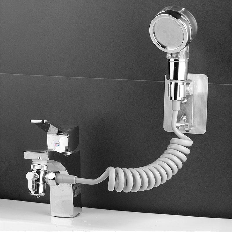 Bathroom Kitchen Hose Bath Tub Shower Hand Held Spray Mixer Spout Faucet Tap Set - MRSLM