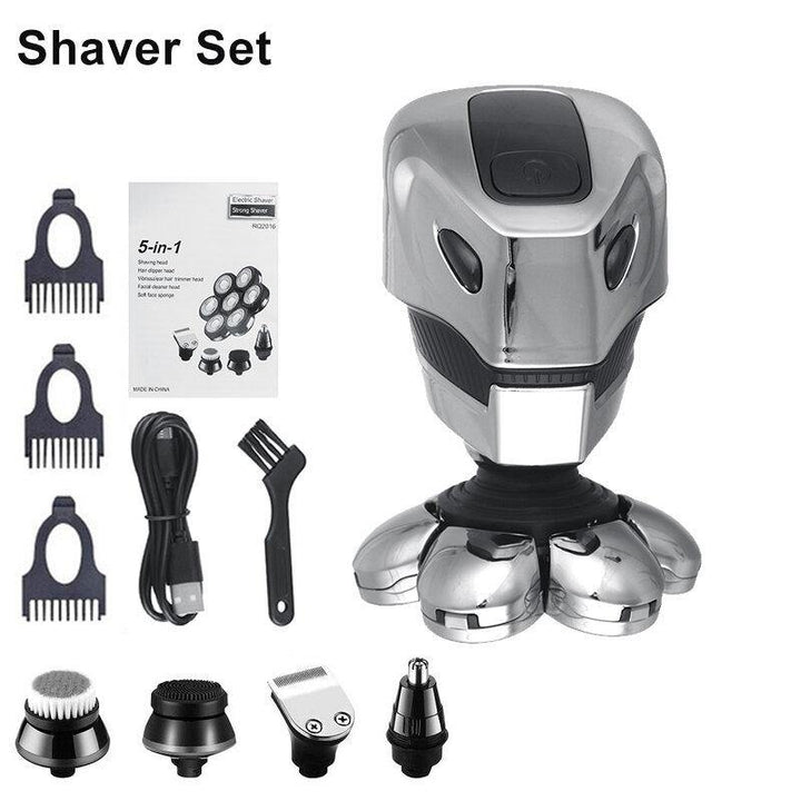 5 in 1 7D Electric Rotary Shaver Wet & Dry Razor Men Bald Head Shavers USB Rechargeable Nose & Ear Hair Trimmer Facial Cleaning Brush - MRSLM
