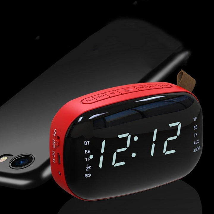 LED Digital Double Alarm Clock with Sleep Timer Snooze Fuction Bluethooth Loudspeaker Box Table Clock - MRSLM