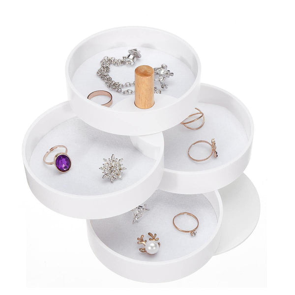 4 Layers 360° Rotating Jewelry Earrings Bracelet Storage Box Organizer Earring Holder - MRSLM