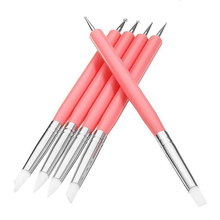 5 X 2 Way Ball Styluses Dotting Tools Silicone Color Shaper Brushes Pen for Polymer Clay Pottery - MRSLM