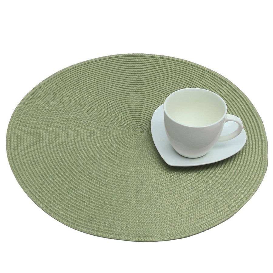 Round Jacquard Woven Non Slip Placemats Kitchen Dining Table Mat Heat Resistant 6 Colors - MRSLM