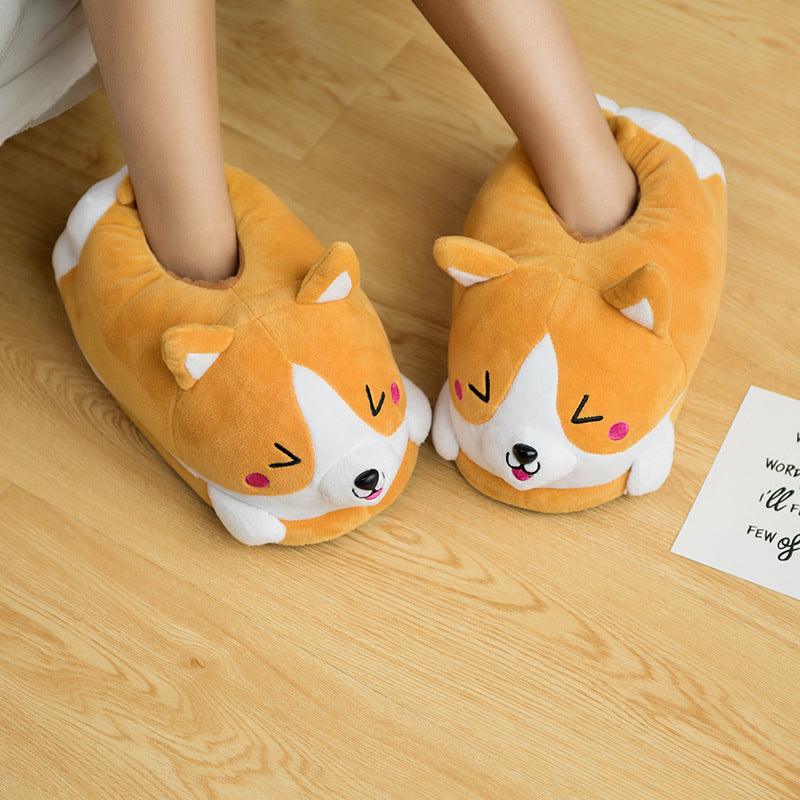Cartoon koi dog plush slippers - MRSLM
