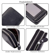 Women's leather double zipper wallet, view 3 - MRSLM