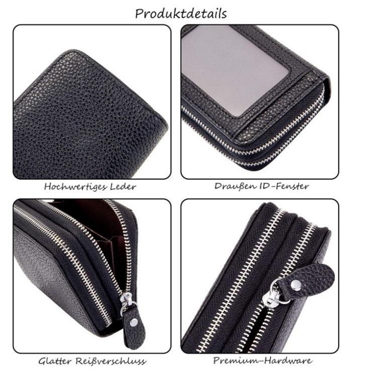 Women's leather double zipper wallet, view 3 - MRSLM