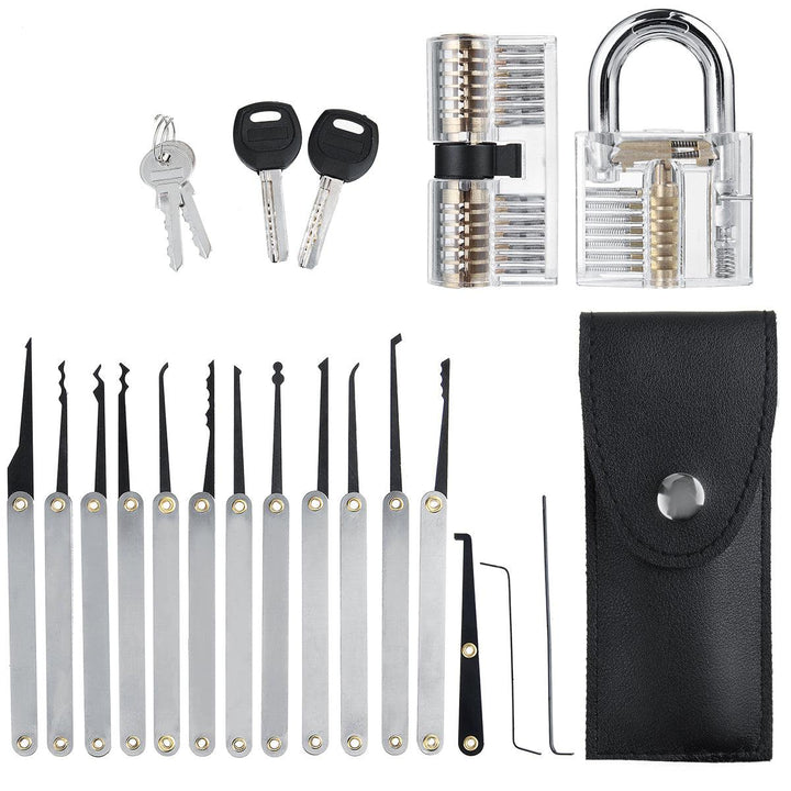 15Pcs/24Pcs Lock Unlocking Picking Tool Set With 3 Transparent Practice Training Lock - MRSLM