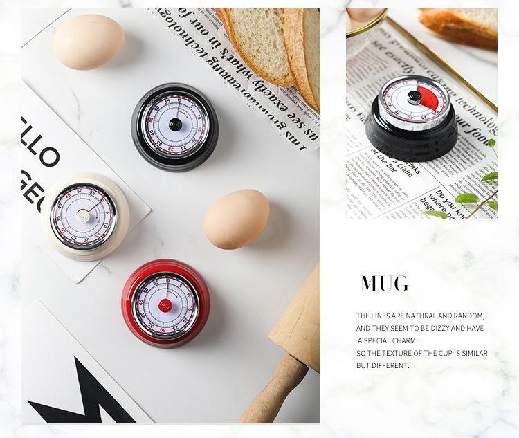Stainless Steel Mechanical Kitchen Timer Magnet Round Shape Novelty Countdown Cooking Clock Alarm - MRSLM