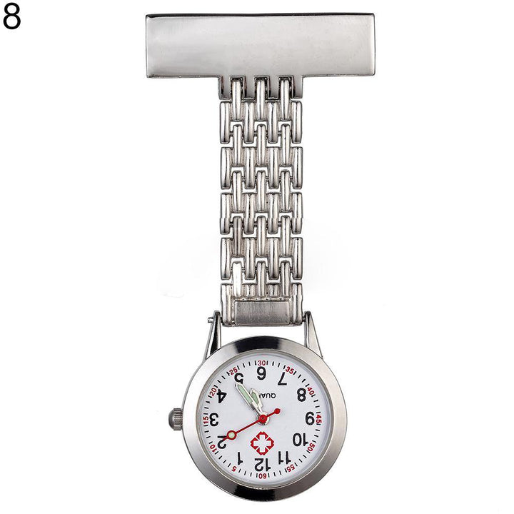 Stylish Metal Clip-on Pocket Quartz Analog Brooch Medical Nurse Fob Watch Gift - MRSLM