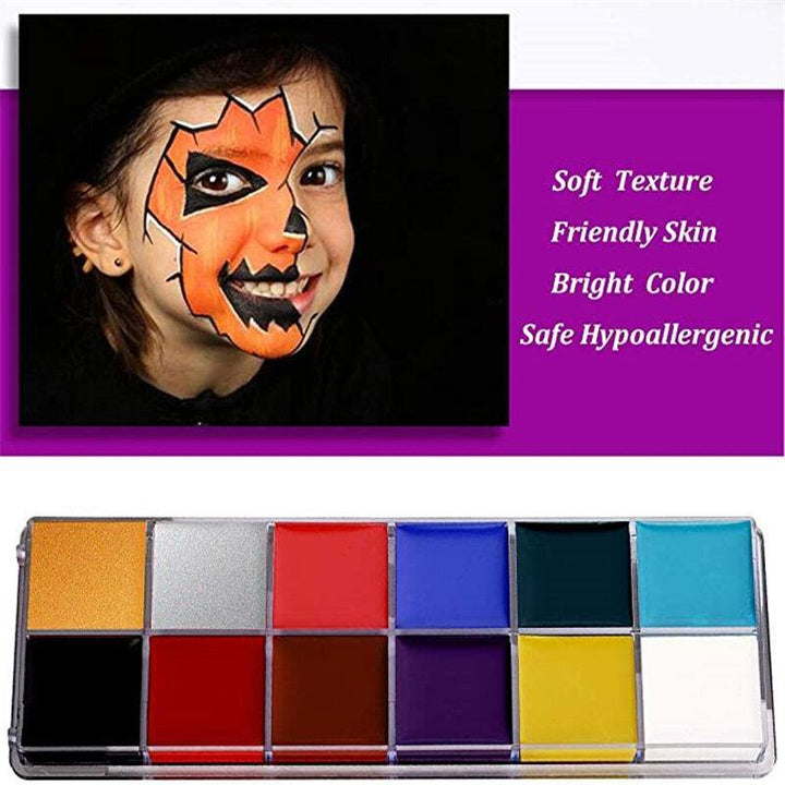 12 Colors Face Body Paint Oil Face Painting Kits Professional Painting Halloween Party Fancy Make Up for Adults and Kids - MRSLM