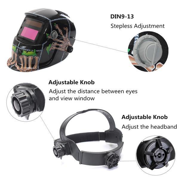 Skull Solar Auto Darkening Arc Tig Mig Welding Grinding Helmet Welder Mask - MRSLM